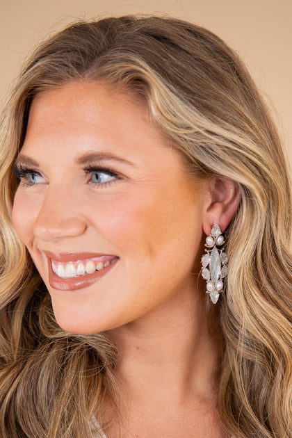 Genevieve Statement Earring Rhodium Ivory Mix | Kendra Scott