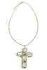 Everly Gold and Cream Baroque Pearl Cross Necklace