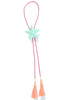 Silas Turquoise Star Peach Tassel Fuchsia Bolo Necklace