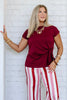 Dropping Hints Merlot Short Sleeve Top
