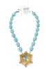 Made In The Deep South 1970s Brooch Aqua Quartz Bead Necklace