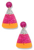 Sweet Like Candy Fuchsia Glitter Candy Corn Earrings