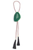 Green Geode Bolo with Maroon Rope and Black Tassel Necklace