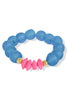 Sarah Pink and Blue African Bone Glass Bead Stretch Bracelet