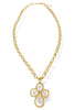 Isla Cream and Gold Twist Cross Pendant Necklace