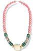 Evelyn Pink Wood African Bone Bead Cylinder Pendant Necklace