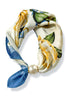 Peaceful Feeling Blue Ivory Floral Pearl Scarf Necklace