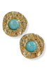 Stunning Gold & Turquoise Round Drop Earrings