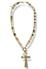 Here We Come Brown Cross Beaded Necklace