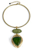 What Is Wanted Green Stone Pendant Drop Omega Choker Necklace
