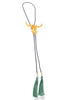 Mabel Gold Steer Storm Blue Tassel Peacock Blue Bolo Necklace