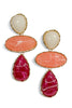 Come and Get It Peach and White Teardrop and Oval Drop Earrings