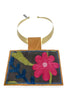 Kilim Suzani Charcoal Fabric Choker Necklace 3