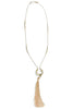 Stepping Up Ivory and Gold Horn Tassel Long Necklace