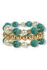 Living My Dream Turquoise and Gold Ball Bead Bracelet Set