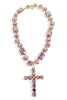 JennaPink Abalone Mix Shapes Crystal Cross Necklace