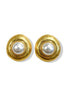 Abigail Vintage Pearl and Gold Round Earrings