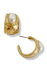 Peace In Mind Gold Cream Accent Hoop Earrings