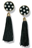 Ember Black Polka Dot Round Tassel Earrings