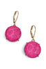 Trusting You Neon Fuchsia Round Glass Stone Earrings