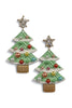 Festive & Bright Gold & Green Drop Earrings