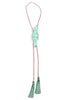 Turquoise Nutcracker Bubblegum Pink Rope Peacock Blue Tassel Bolo Necklace
