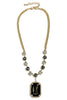 TWT® Laine Black Diamond and Gold Pendant Stone Link Necklace
