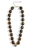 Autumn Luxe Dark Brown Marble Cube Stone & Ball Beaded Necklace