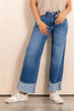 Just Black Medium Denim Cuffed Wide Leg Jean