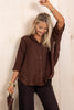 Meadow Brown Half Sleeve Button Down Top