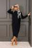 Sienna Black Long Sleeve Midi Dress