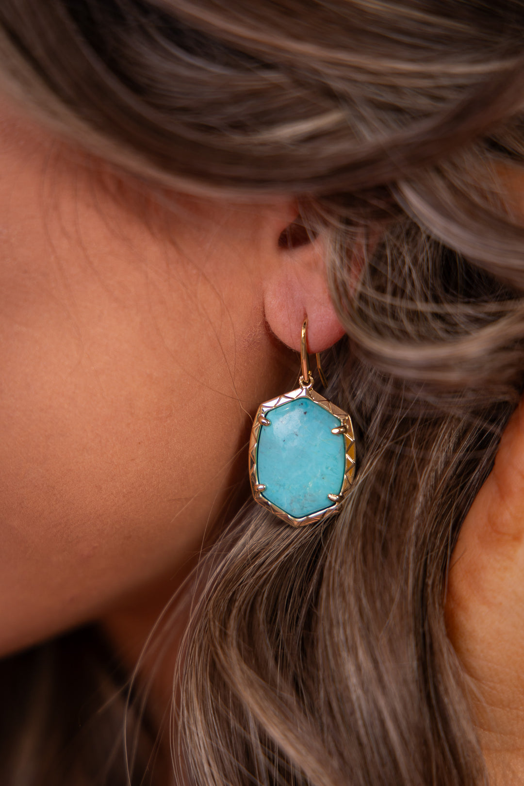 Daphne Drop Earrings - Gold Variegated Turquoise Magnesite | Kendra Sc