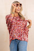 Before Long Red Printed Long Sleeve Blouse