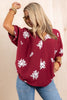On the Edge Burgundy Short Sleeve Top