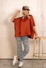 Tell Me More Rust Short Sleeve Blouse