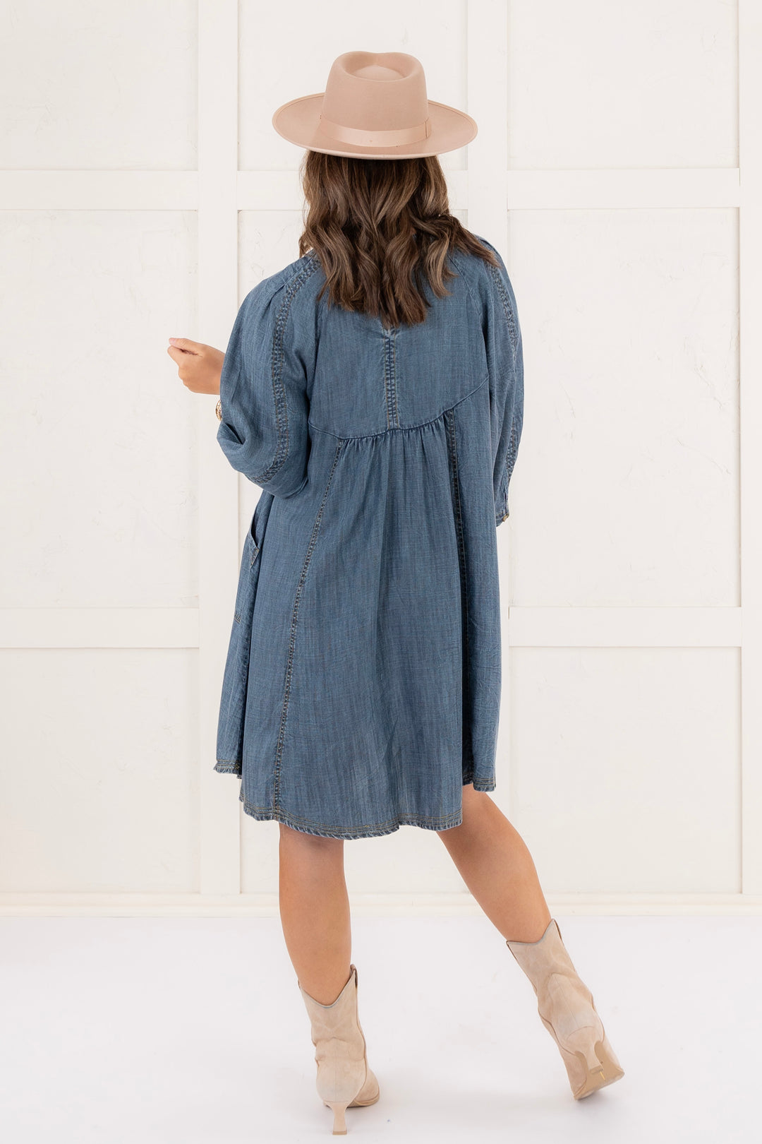 white christmas dresses Night Sky Long Sleeve Denim Dress white christmas dresses Night Sky Long Sleeve Denim Dress