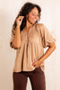 Pay Up Latte Puff Short Sleeve Top