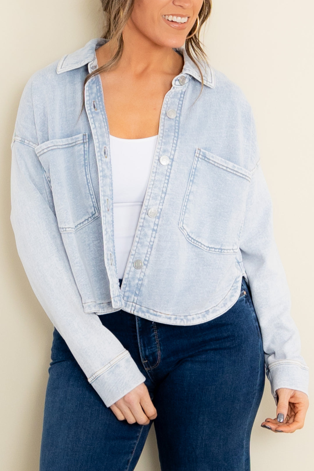 Z Supply All Day Washed Indigo Cropped Knit Jacket *Final Sale*