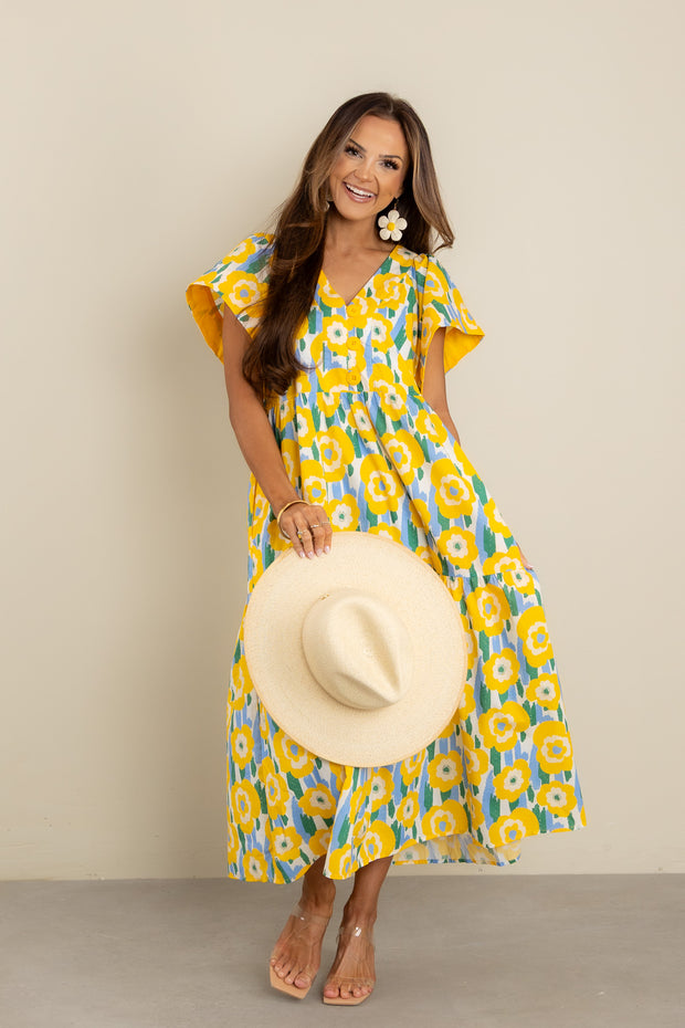 yellow short sleeve midi dress Vintage Inspired Yellow Swing Midi Dress, Summer Womens Short Sleeves Dress, Bridesmaid Dress, Party Dress, Custom Dress, Xiaolizi5981