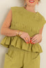 Avocado Tiered Smocked Sleeveless Top