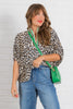 Camel Leopard Print Short Sleeve Top
