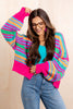DOORBUSTER City Streets Neon Striped Long Sleeves Cardigan