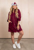 Moving Freely Burgundy Long Sleeve Mini Dress