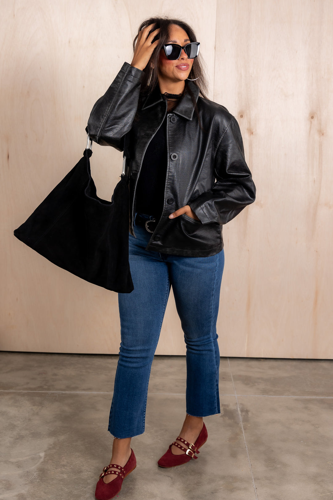 Free People Hera Black Vegan Leather Jacket