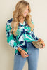 Tribal Clover Button Up Long Sleeve Top