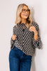 Dear John Jacquel Whitecap Grey Floral Print  Long Sleeve Blouse