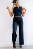 Tribal Black Pull On Pin Tuck Wide Leg Pant