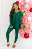 Falling Into Place Loungewear Set - Dark Green - DOORBUSTER