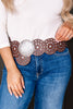 On The Ride Brown Western Circle Silver Disc Belt