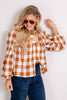 Dear John Benedict Orange Plaid Print Long Sleeve Blouse